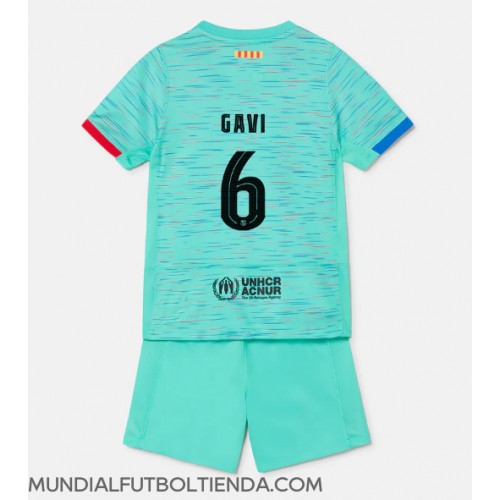 Camiseta Barcelona Paez Gavi #6 Tercera Equipación Replica 2023-24 para niños mangas cortas (+ Pantalones cortos)
